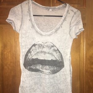 Sheer grey top with studs